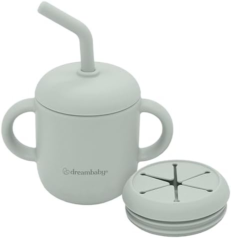 Silicone 3-in-1 Sippy Cup with Straw, Open Training Cup, and Snack Cup