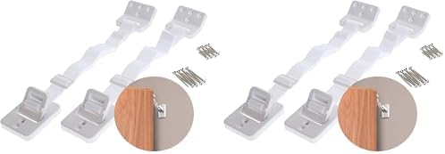Hinged Anti-Tip Furniture Anchors, White (Pack of 2)