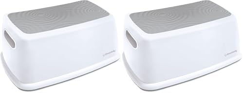 Toddler & Me Step Stool Potty Seat Training Aid with Anti-Slip Sure-Grip Steps, Holds up to 320 lbs for Kids & Adults, Grey (Pack of 2)