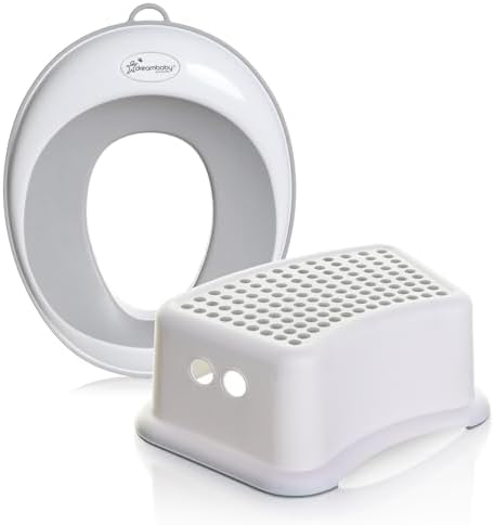 Toilet seat and Step Stool, Grey, 2 Piece Set